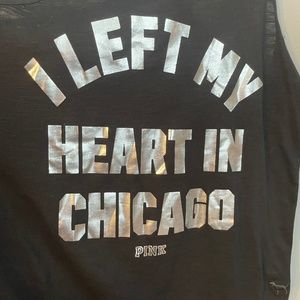 EUC Victoria's Secret Pink I Left My Heart in Chicago Black Tank Size XS